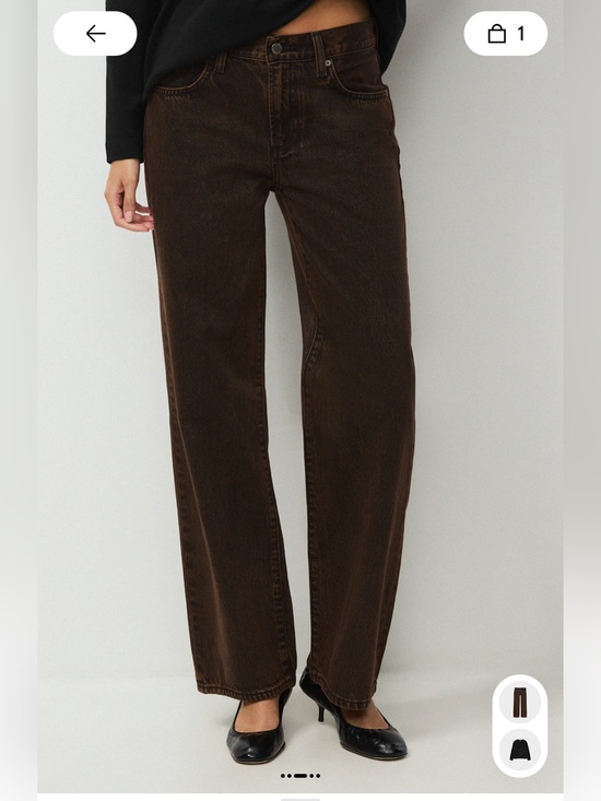 Denim Forum Denim - Denim Forum The Farrah Lo-Rise Wide Jean Root Brown